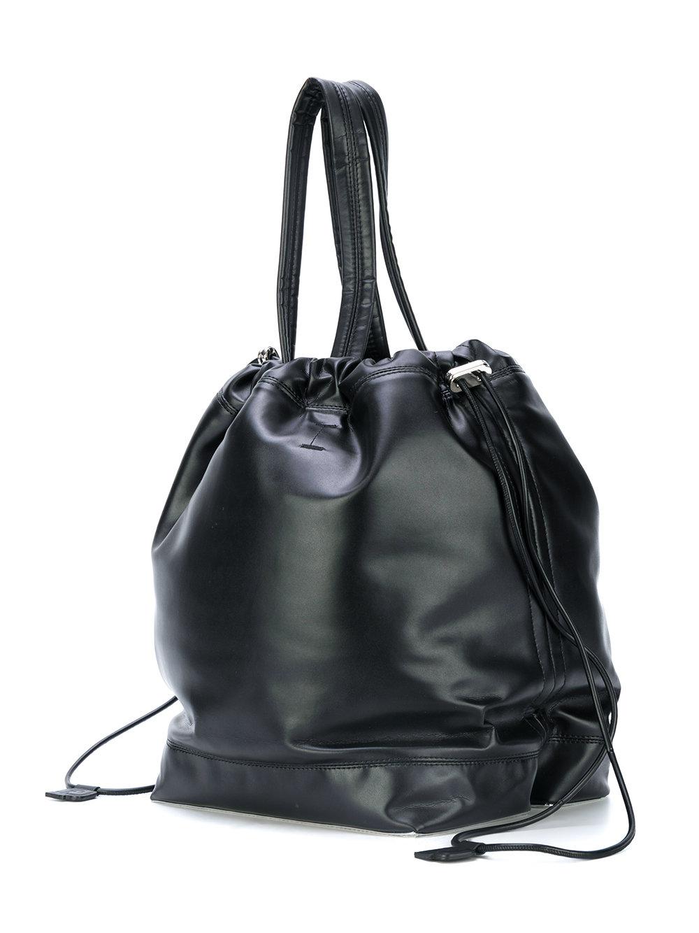 Paco Rabanne Leather Drawstring Bucket Tote Bag in Black - Lyst