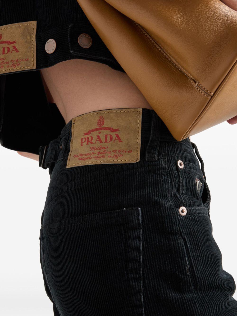Prada Logo Patch Tapered Cotton Jeans in Black Lyst UK