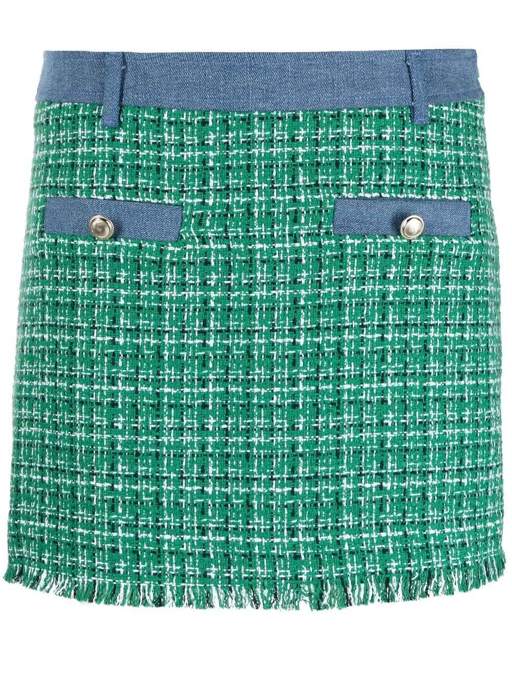 Liu Jo A-line Tweed Mini Skirt in Green | Lyst
