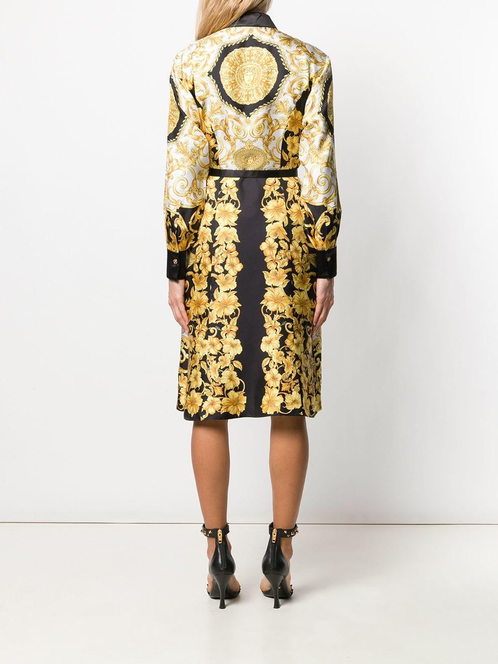 Versace Silk Baroque Pattern Shirt Dress in Black Lyst