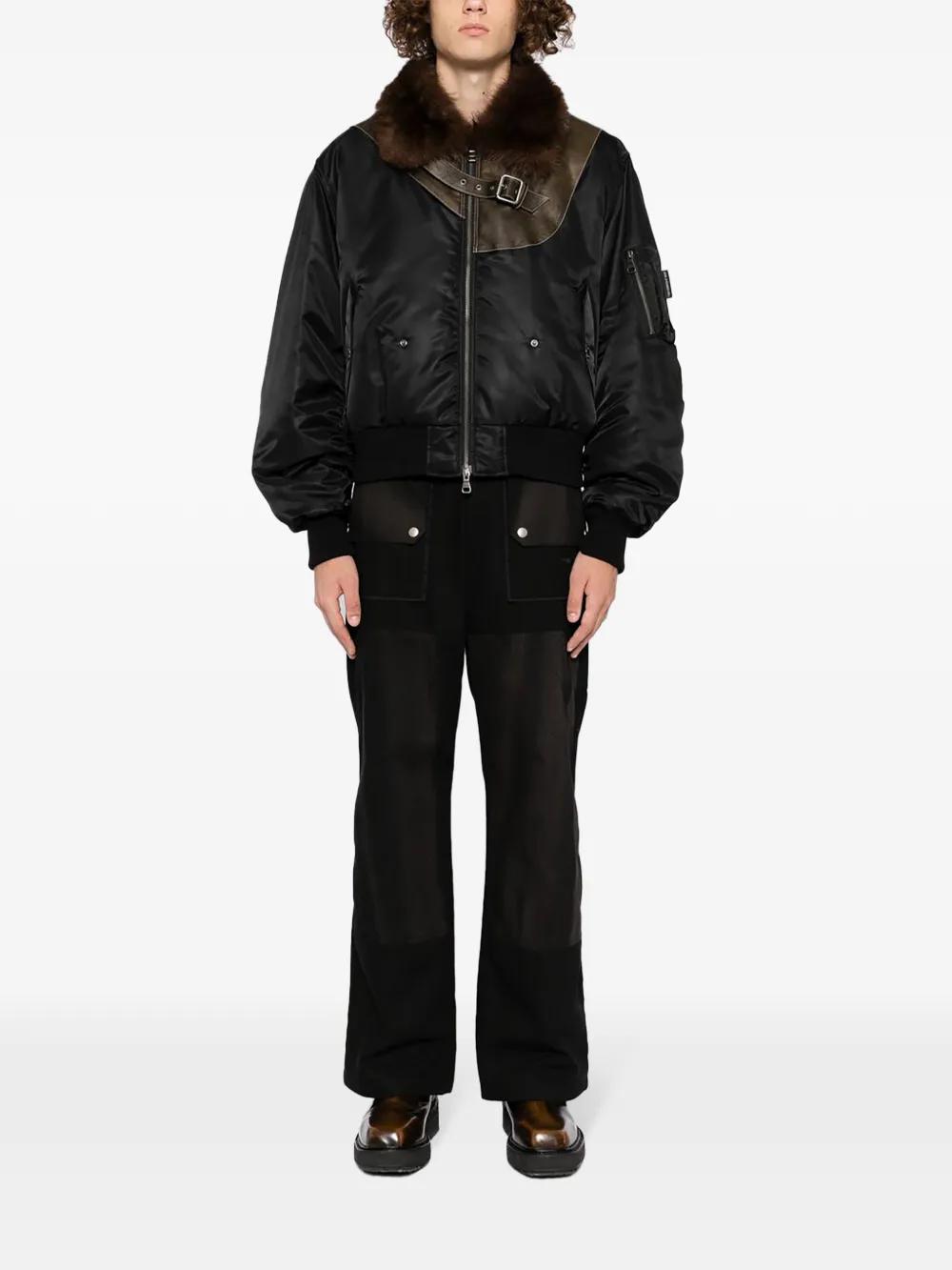 ANDERSSON BELL Faux-fur Collar Leather-patch Bomber Jacket in