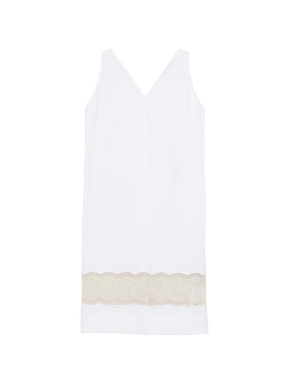 Carven V-Neck Lace Midi Dress in White | Lyst