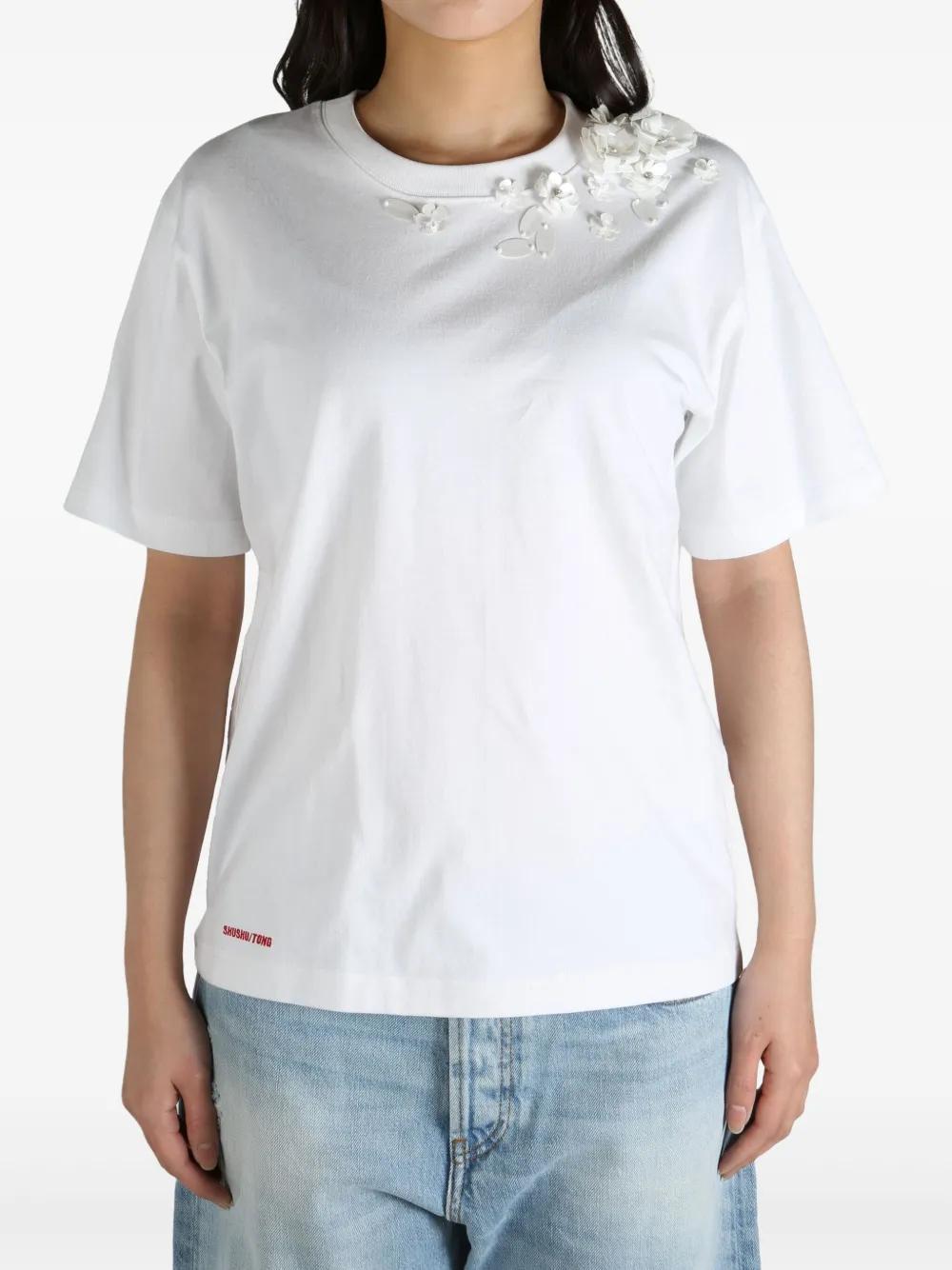 shushutong tシャツ SHUSHU/TONG Lace patchwork oversize T-shirt / white – dim at