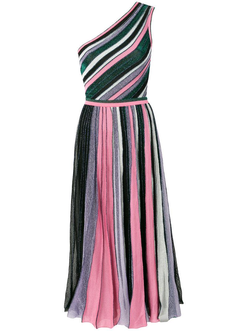 one shoulder striped dress