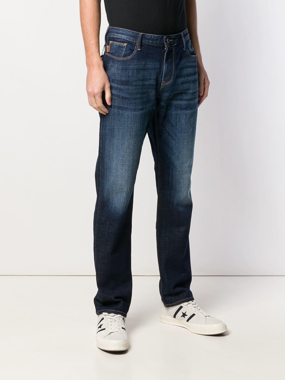 Emporio Armani Synthetic Stonewashed Regular Fit Jeans in Blue for Men ...