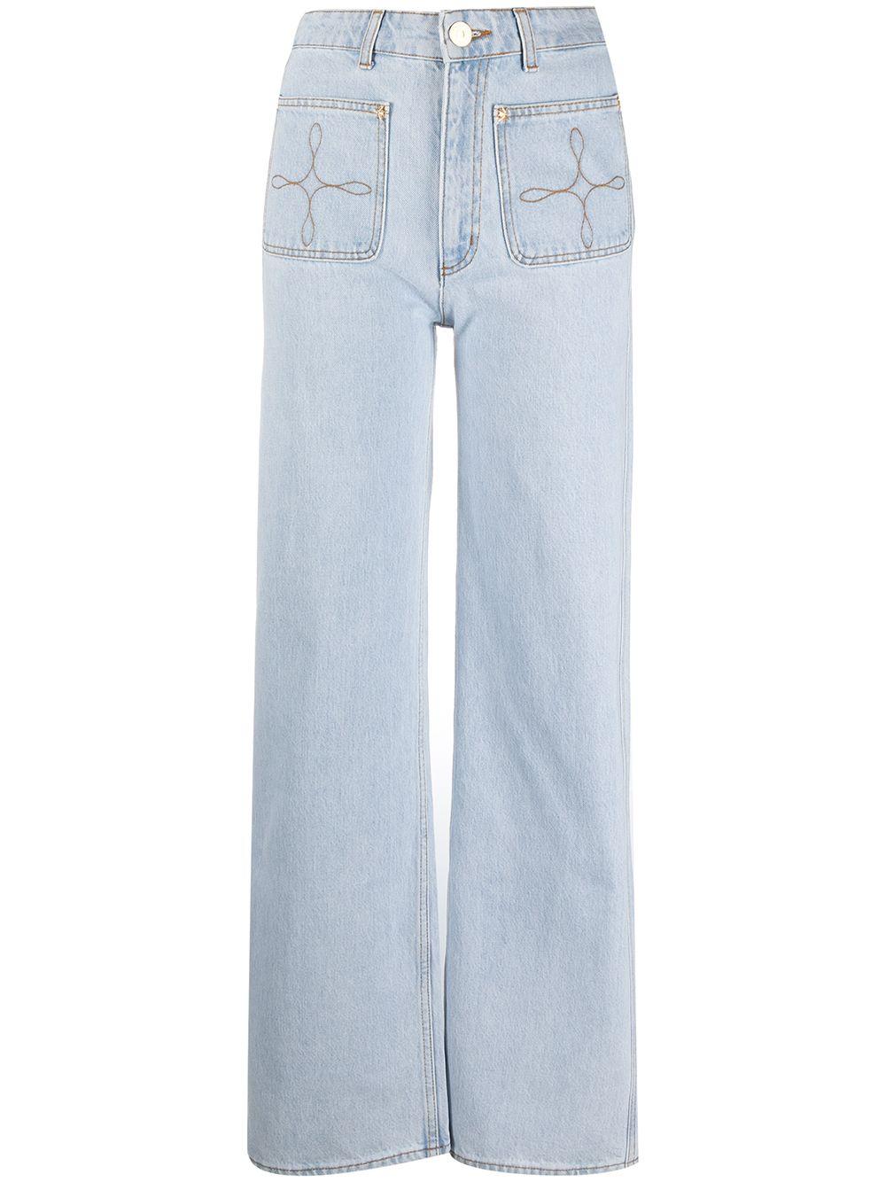 Sandro Denim Light-wash Wide-leg Jeans 