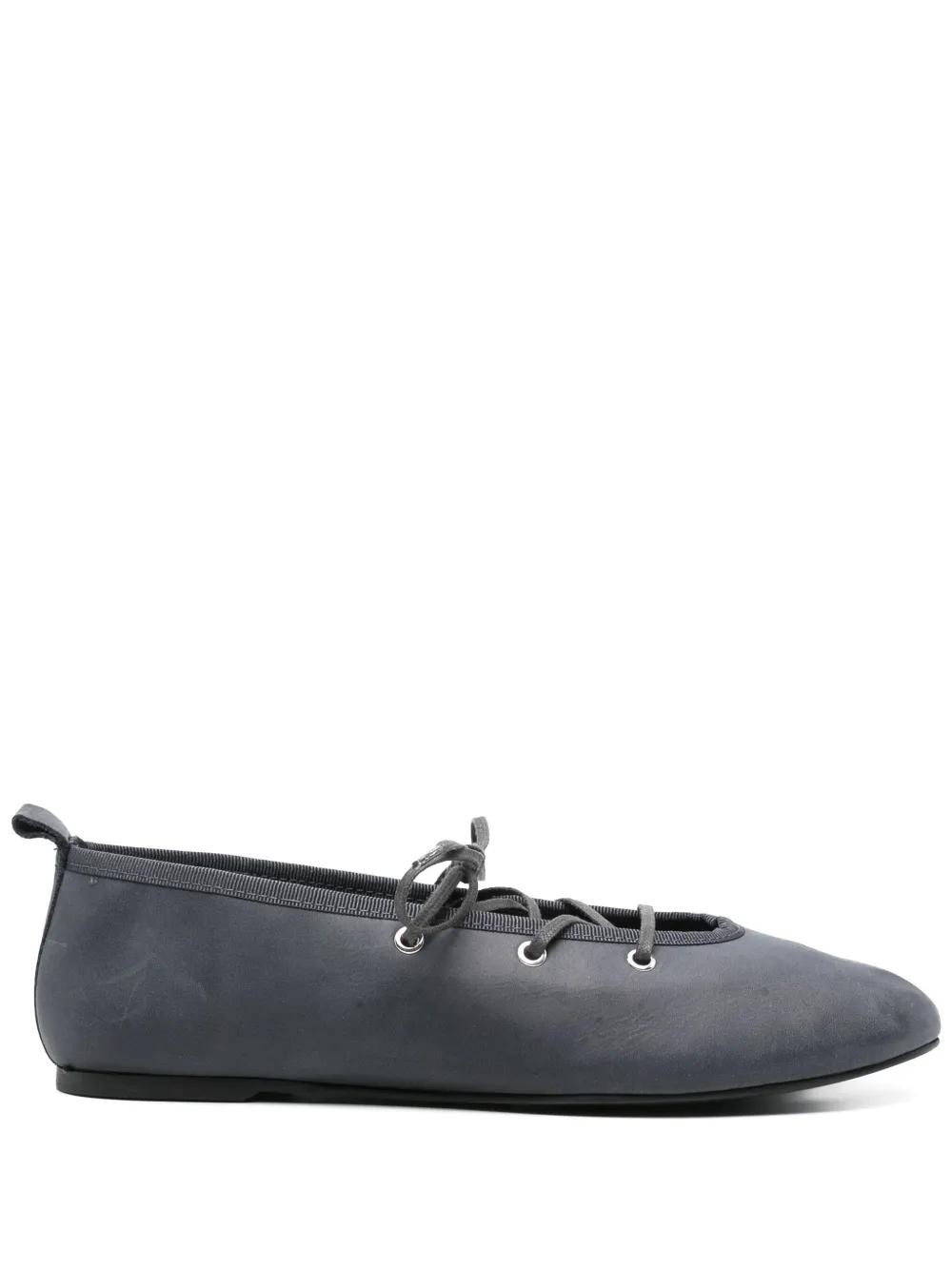 001KM-White rubber sole sporty leather ballerina with
