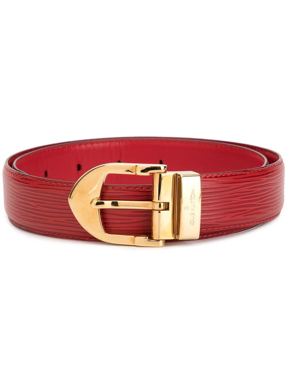 Louis Vuitton Leather Pre-owned Ceinture Buckle Belt in Red - Lyst