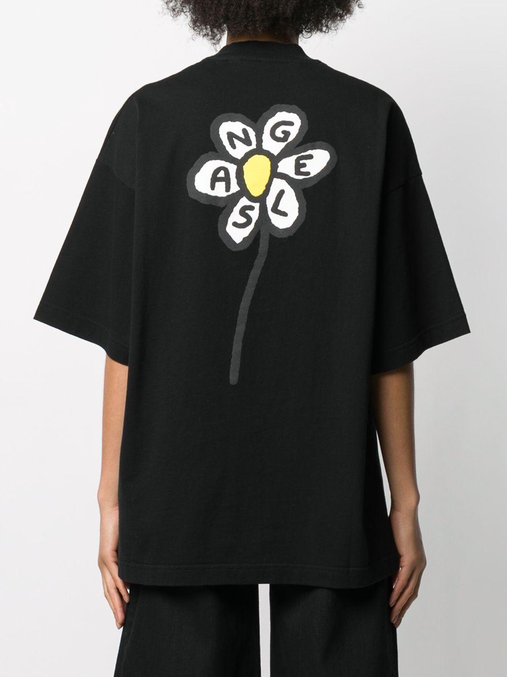 Palm Angels Flower Logo Short-sleeve T-shirt in Black