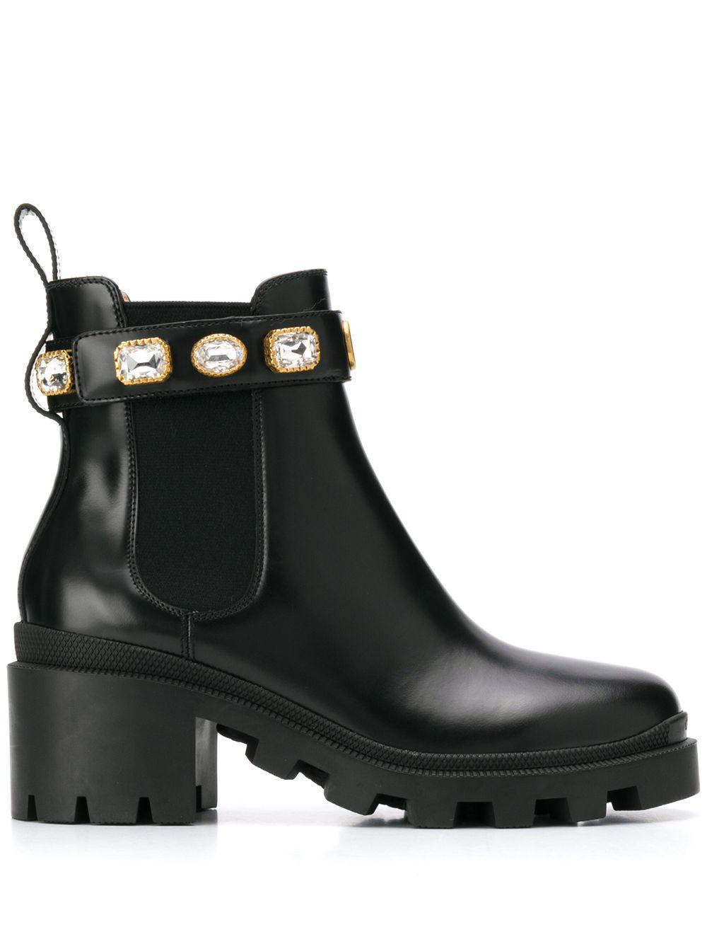 leather ankle boot with belt gucci