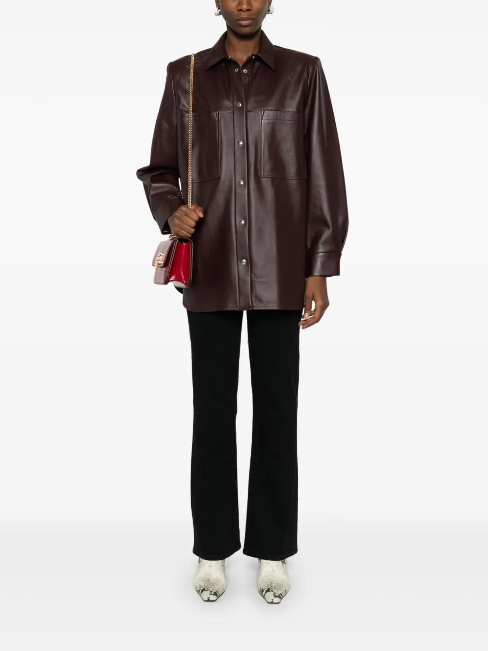 IRO Leather Shirt Jacket in Brown | Lyst