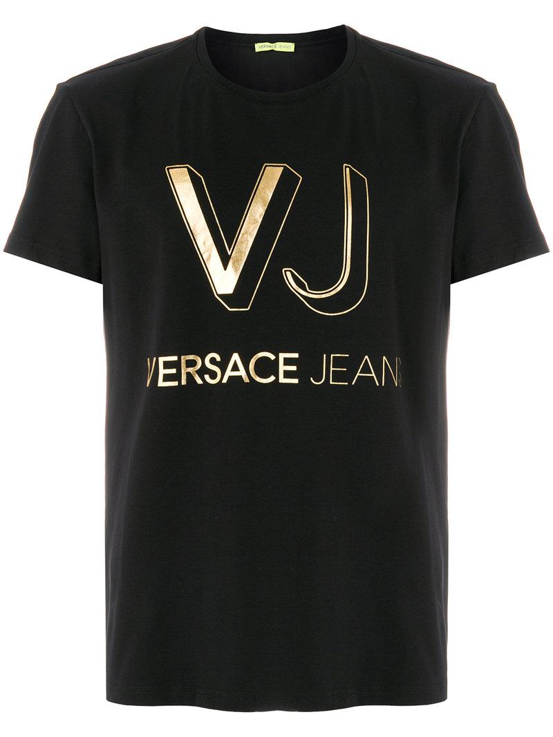 Versace Jeans Couture Vj Logo Print T-shirt in Black for Men | Lyst