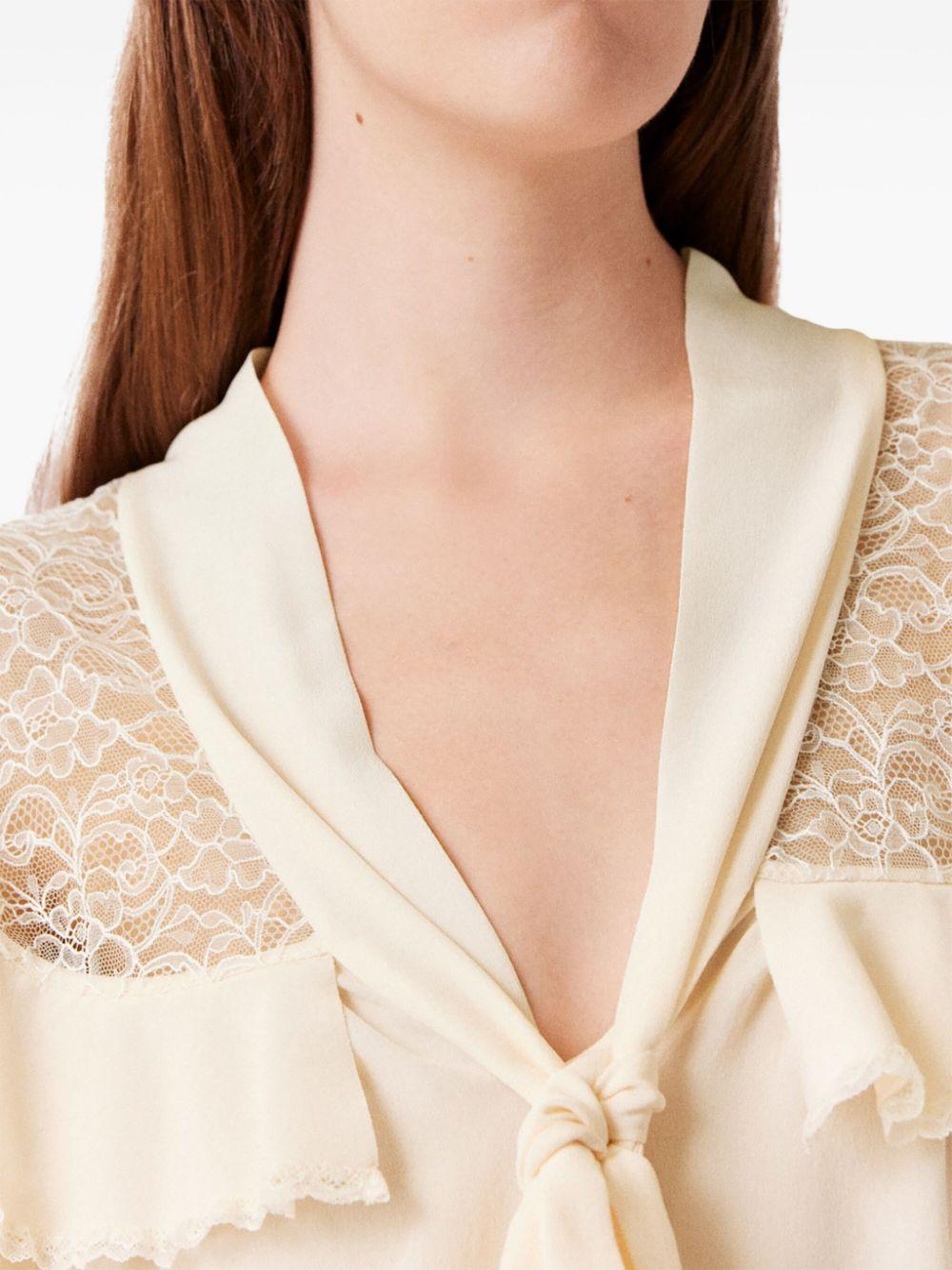 Stella McCartney レディース ナチュラル ボウタイ シルクシャツ トップス