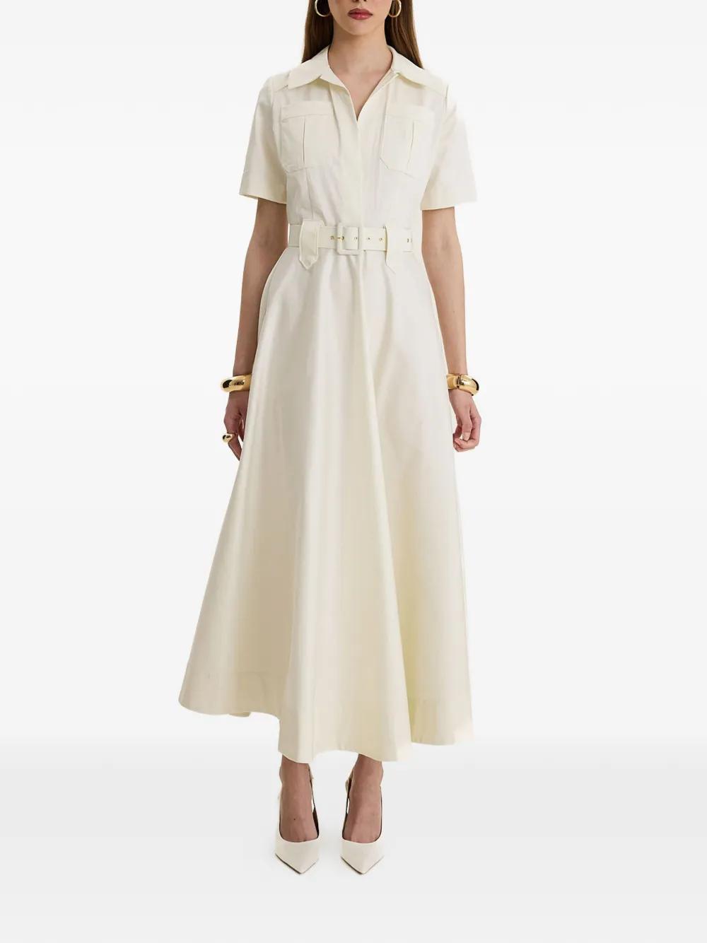 Robe Blanche Porte En Lin Mélangé - Taille 38, Blanche, Style Chemisier Manches Courtes