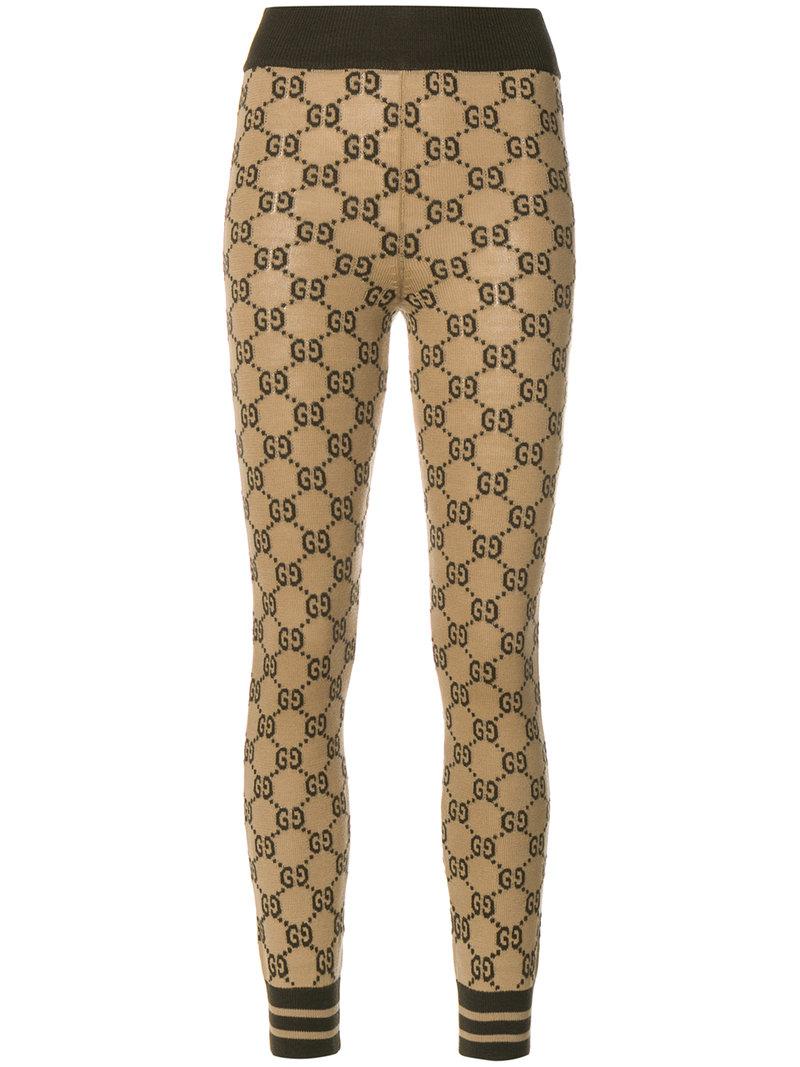 Gucci Wool Gg Supreme Leggings in Brown Lyst