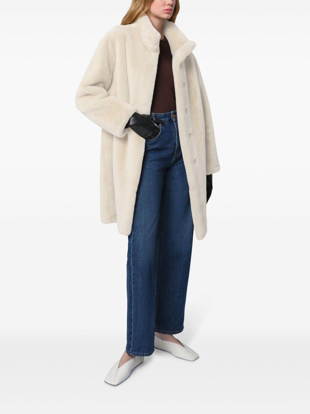 Apparis High Neck Faux Fur Coat in White Lyst