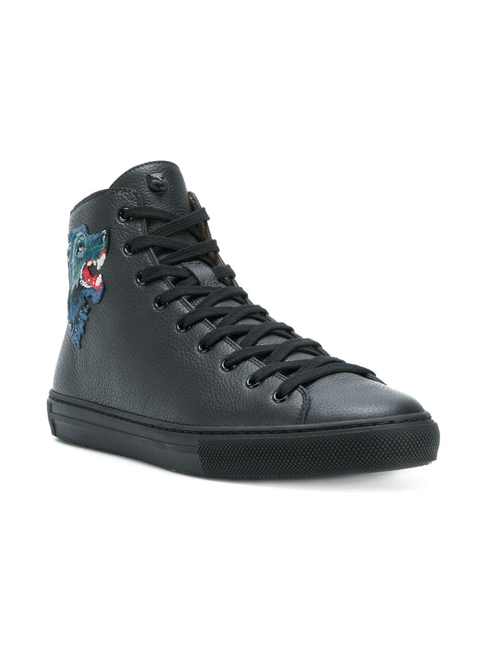 Gucci Wolf Patch-appliquéd Hi-top Sneakers in Black for Men | Lyst
