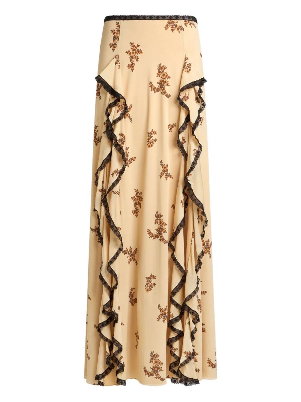 【送料&関税込】Etro Long Skirt ETRO floral-print Silk Maxi Skirt | Pink | FARFETCH
