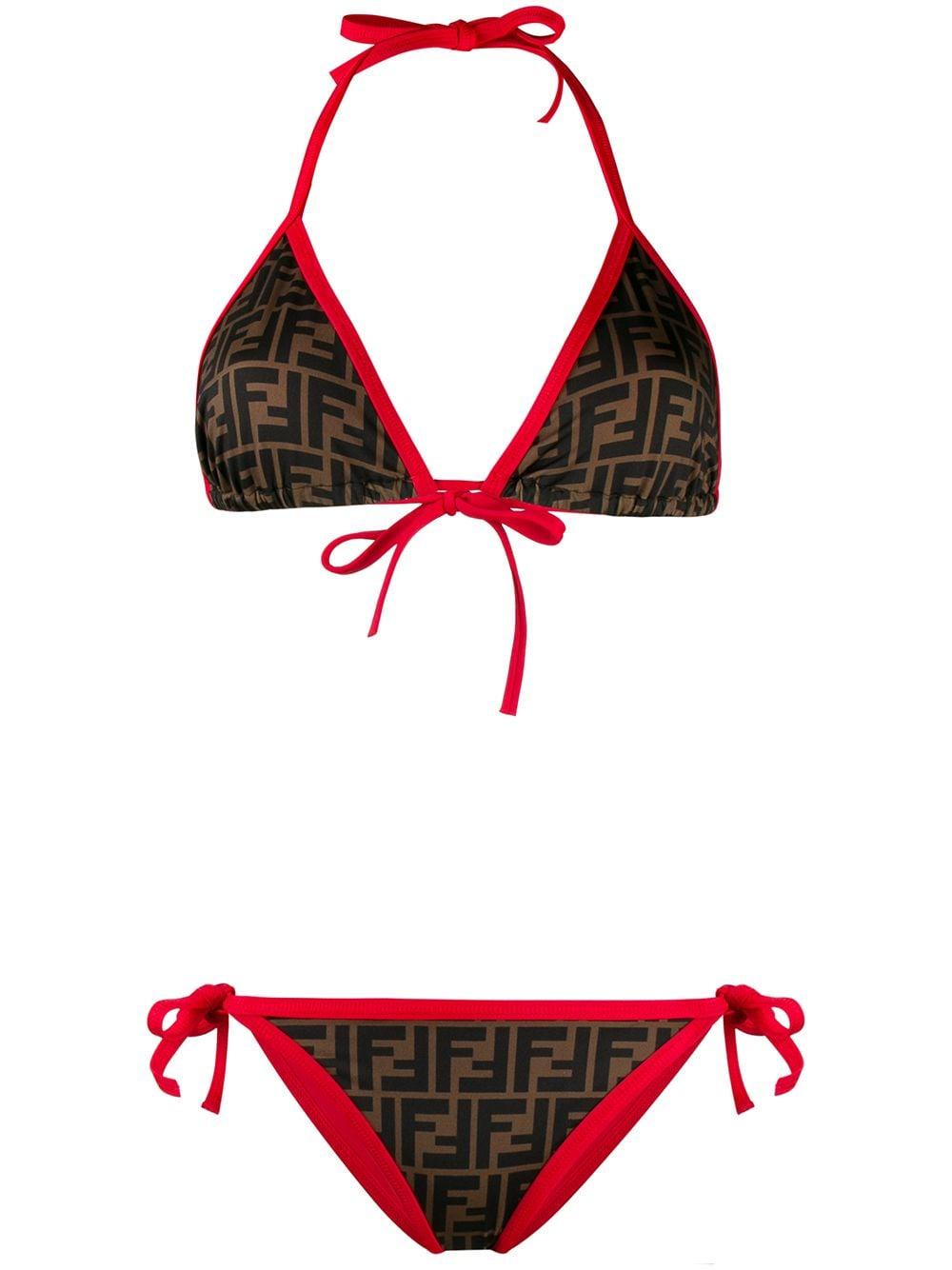 regio browser haar Fendi Ff Pattern Bikini in Red | Lyst