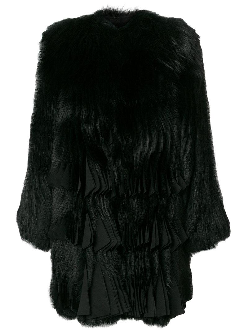 Givenchy Pleatedhem Fur Coat in Black Lyst