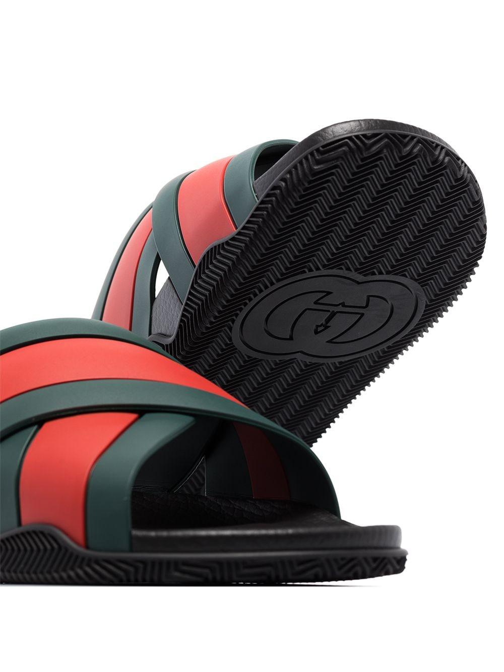 gucci striped rubber slides