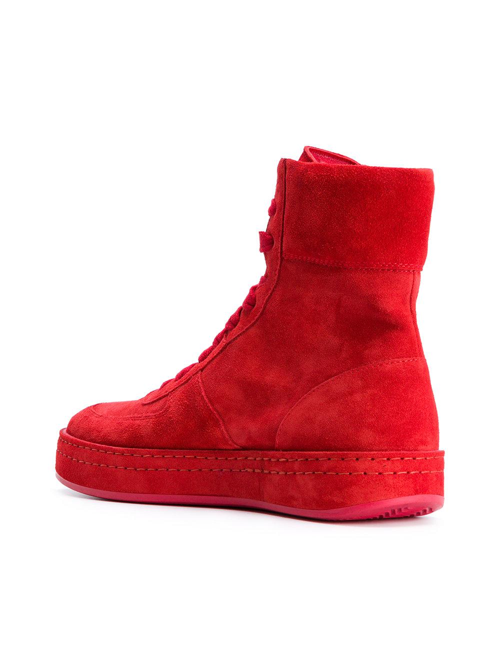 Lyst - Ann Demeulemeester Hi-top Lace Up Sneakers in Red