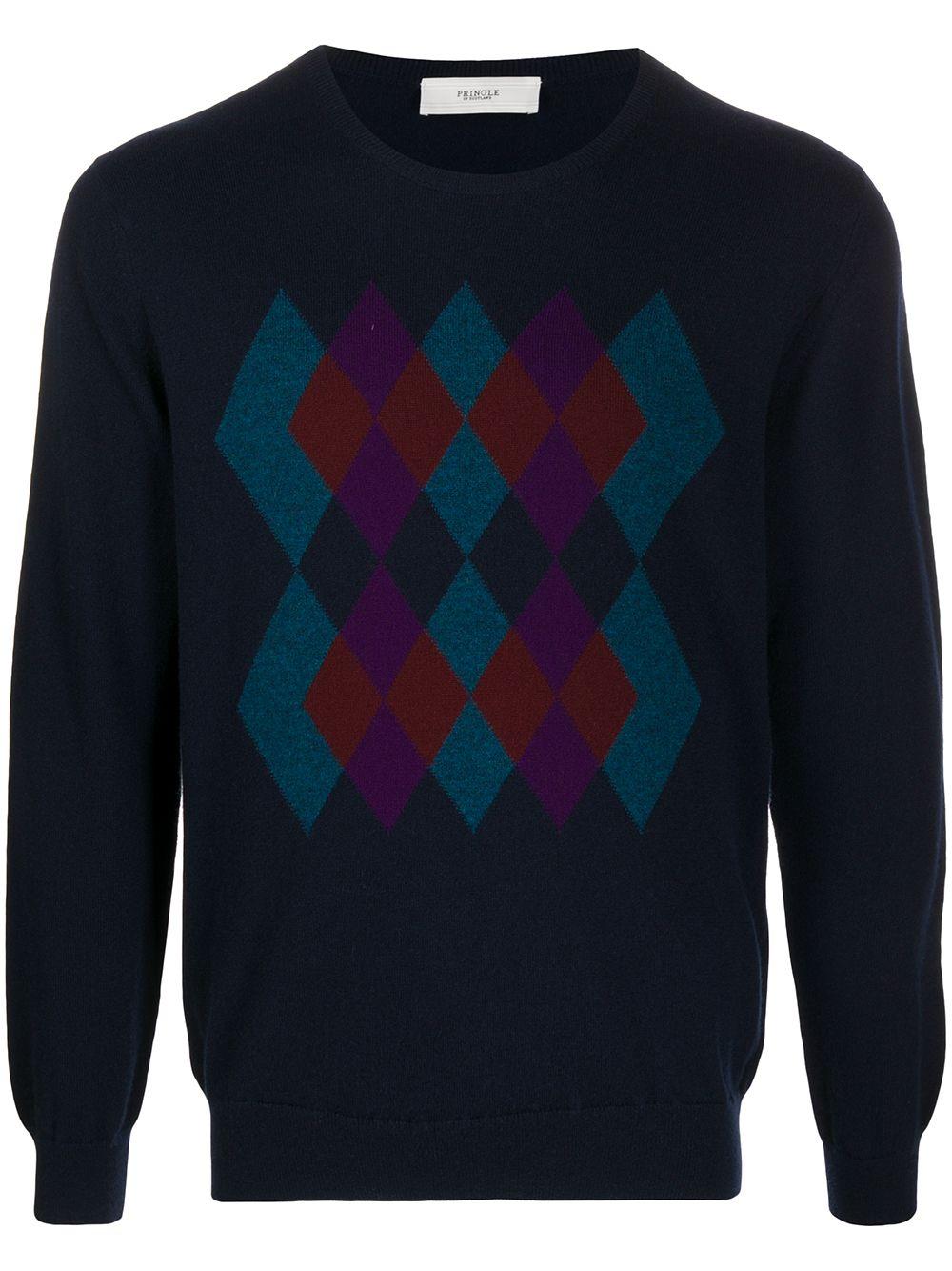 Pringle of Scotland Cashmere Argyle-intarsia Sweater in Blue for Men - Lyst