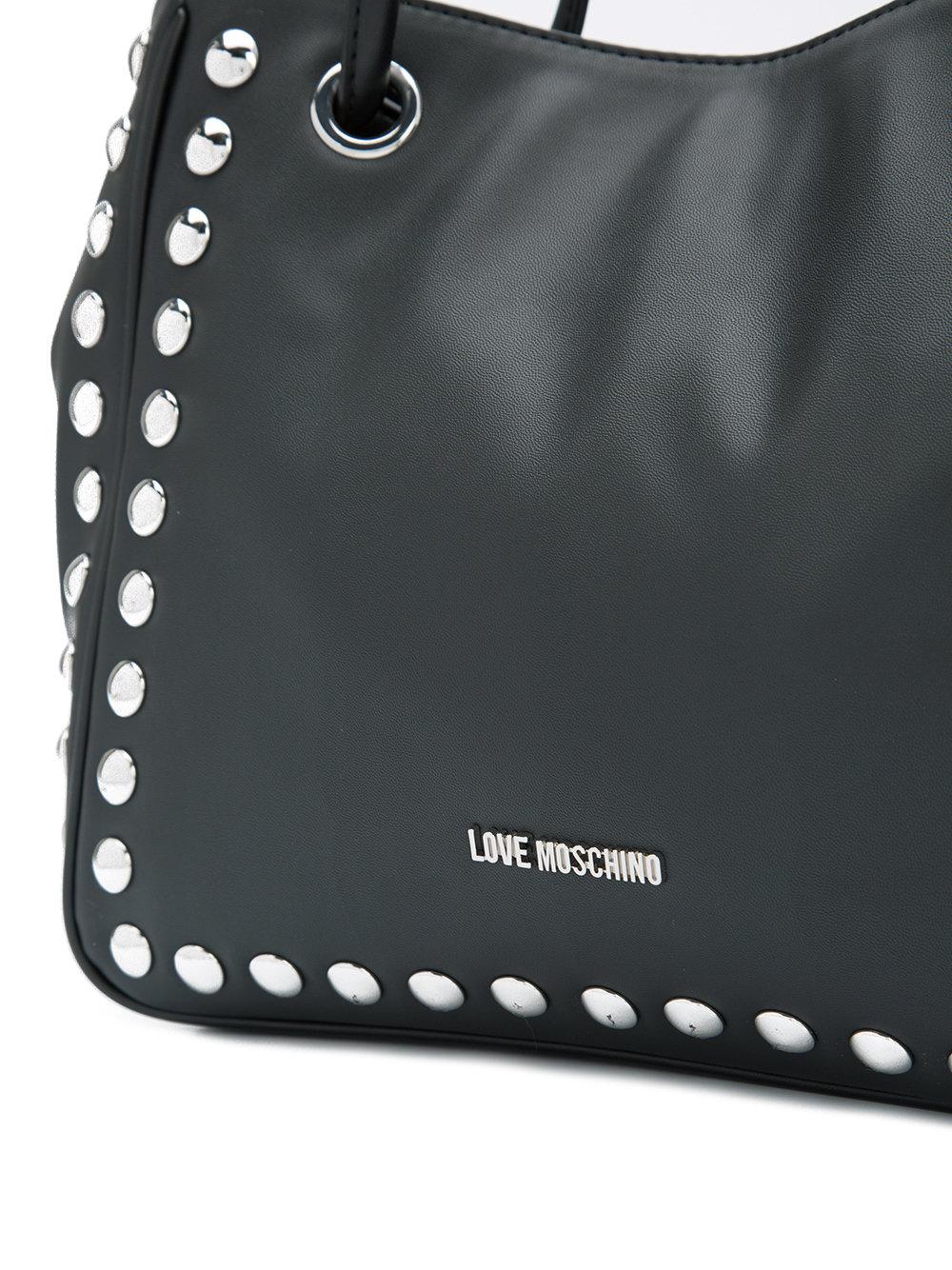 Love Moschino Silver Studded Tote Bag in Black | Lyst