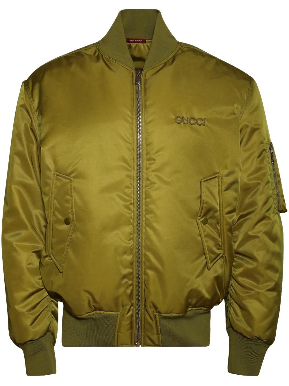 Farfetch Gucci Bomber Jacket Gucci Web-collar Leather Jacket Neutrals