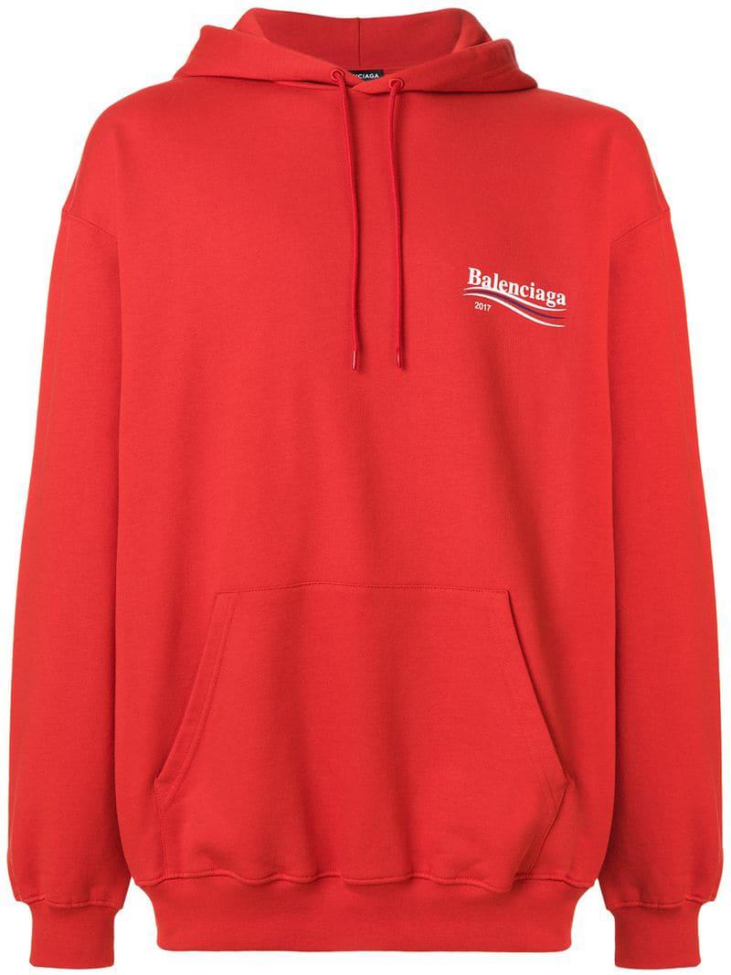 Balenciaga Cotton 2017 Hoodie in Red for Men - Lyst