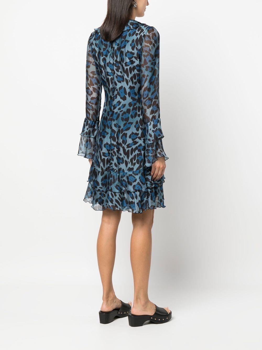 Liu Jo Leopard-print Mini Dress in Blue | Lyst