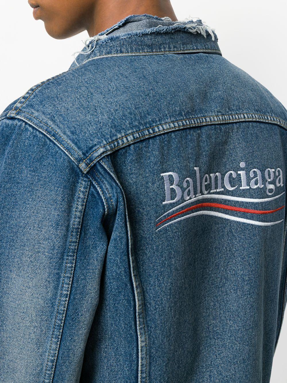 Veste en denim à logo au dos Balenciaga pour homme en coloris Bleu | Lyst