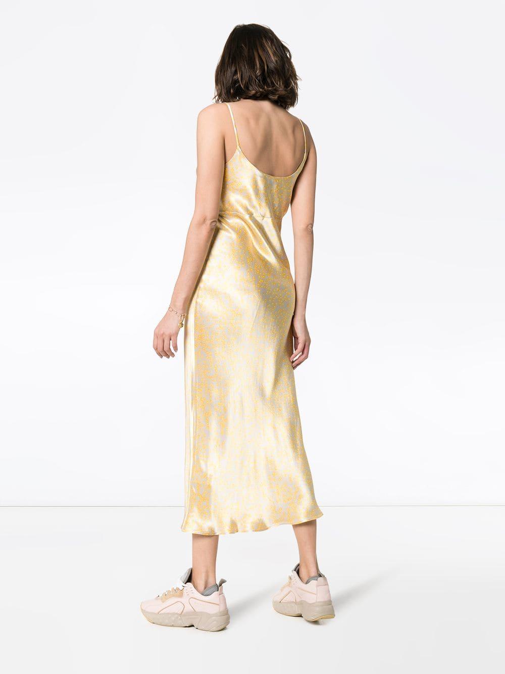 Ganni Cameron Satin Slip Dress in Yellow | Lyst