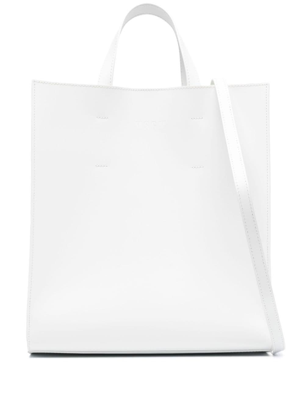 cheapest for sale MSGM Women s White Logo debossed Leather Tote