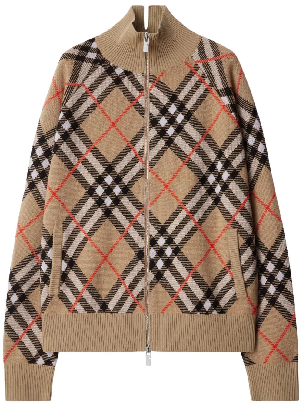 Burberry Vintage Check Zip-Up Cardigan in Brown for Men | Lyst