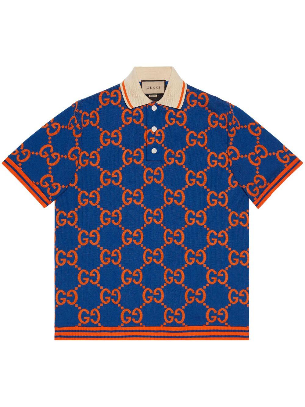 Gucci GG Supreme Cotton Polo Shirt in Blue for Men | Lyst