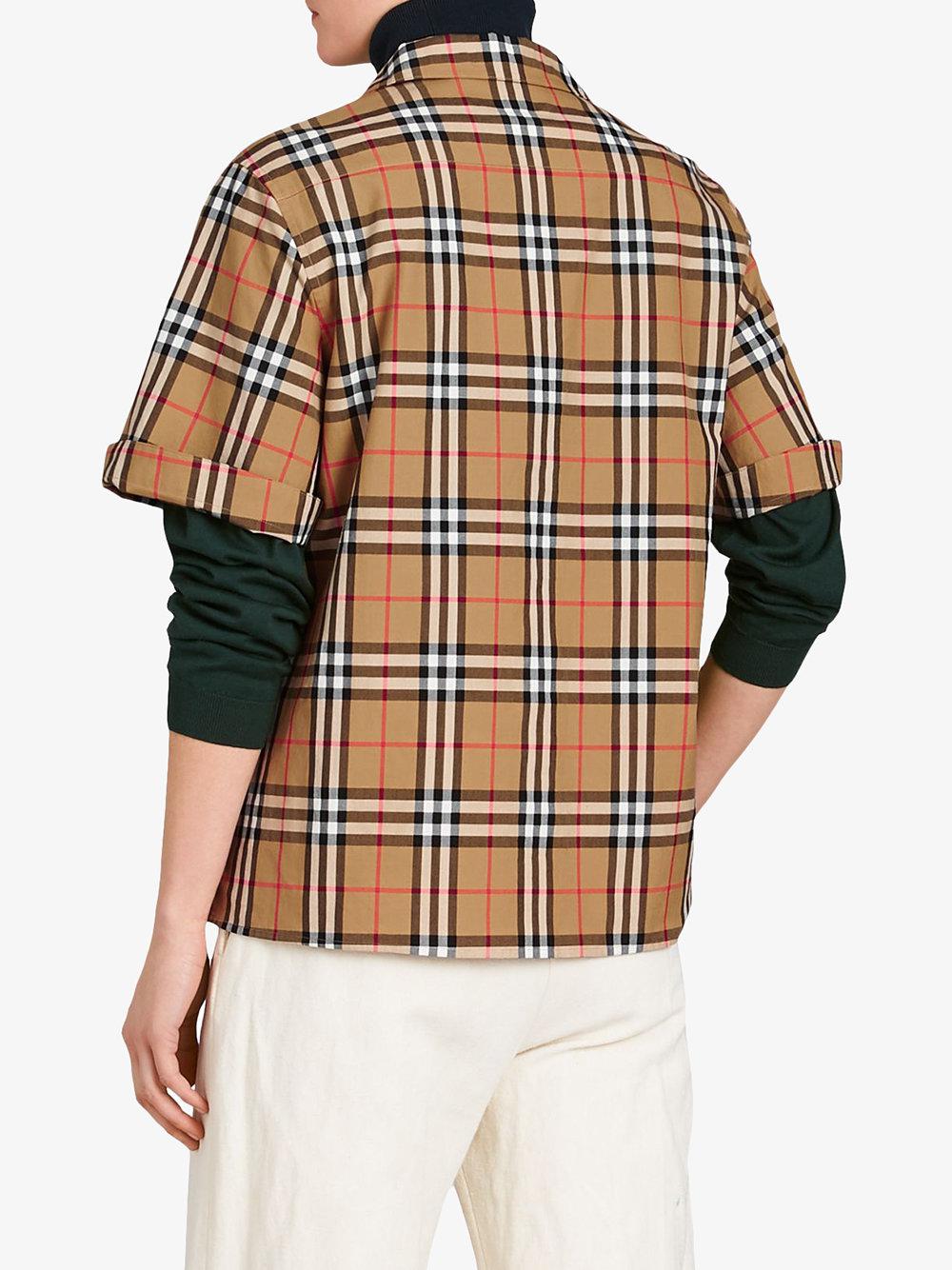 Burberry Cotton Short-sleeve Vintage Check Shirt in Brown - Lyst
