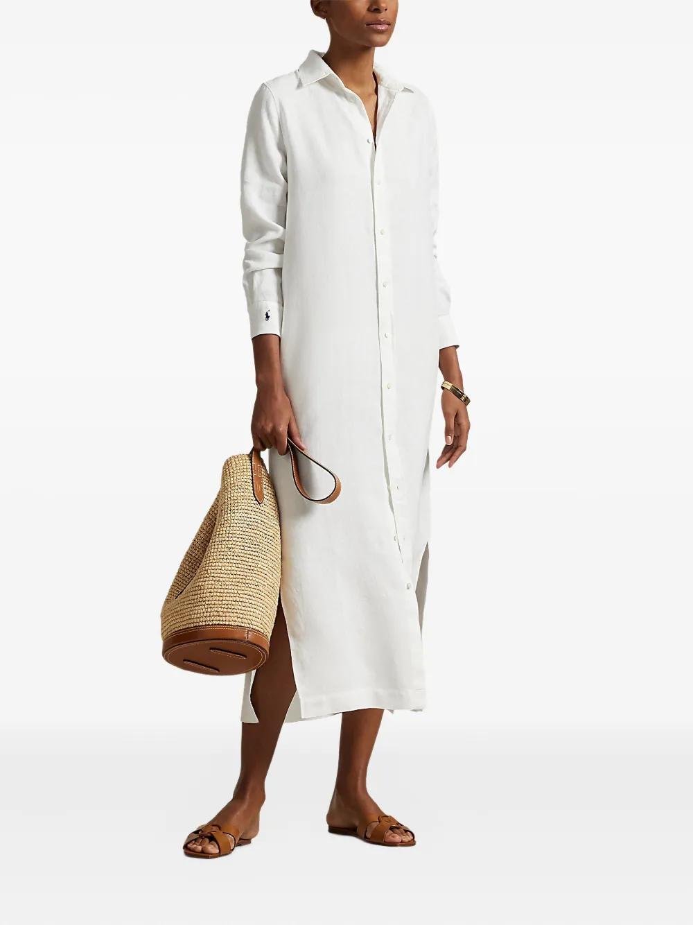 Polo Ralph Lauren Linen Dress in White | Lyst
