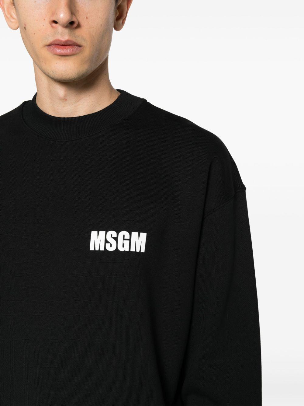 MSGM Logo print Cotton Sweatshirt in Black for Men Lyst UK