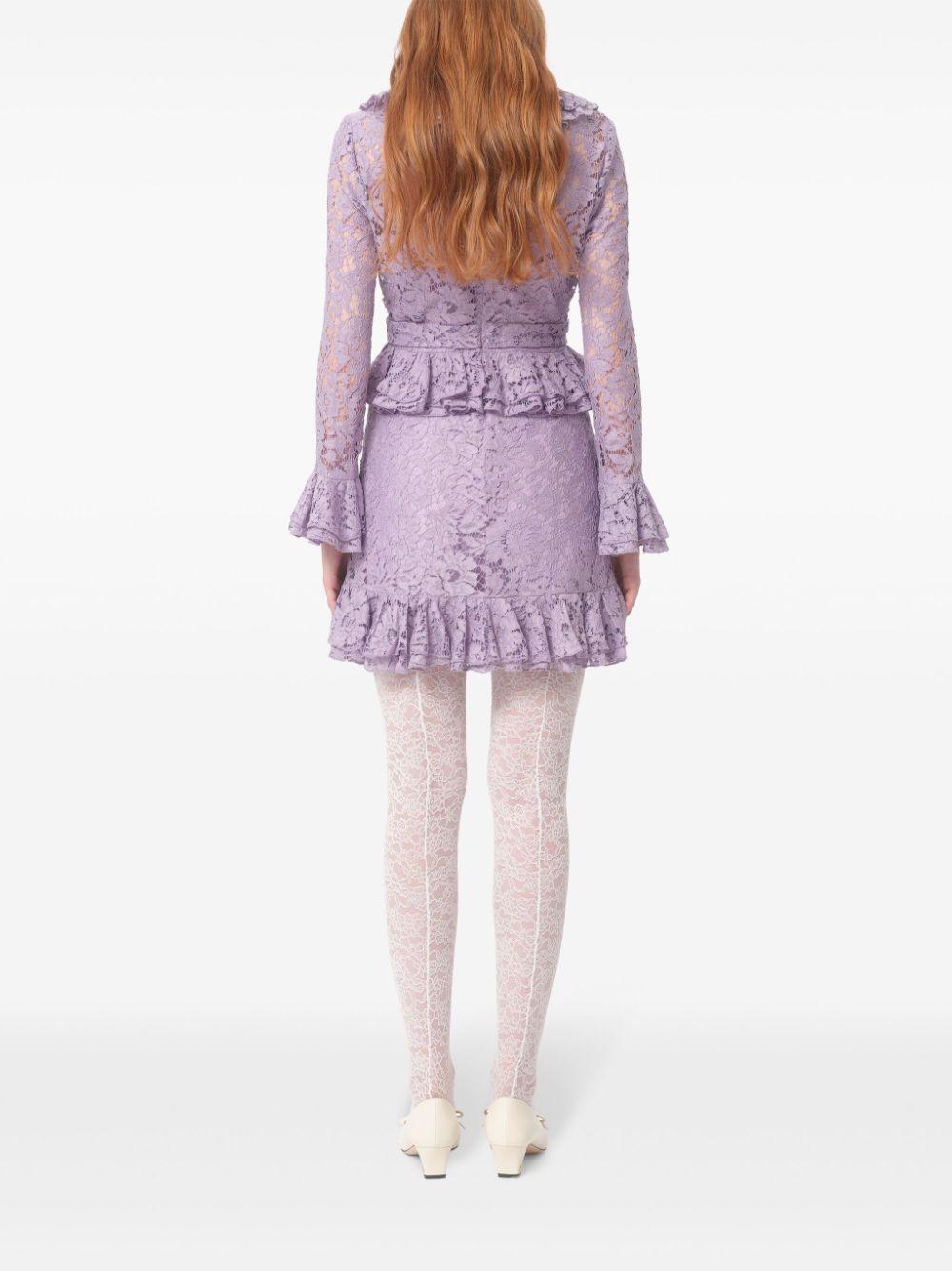 Valentino Garavani レディース パープル フローラルレース ミニドレス 