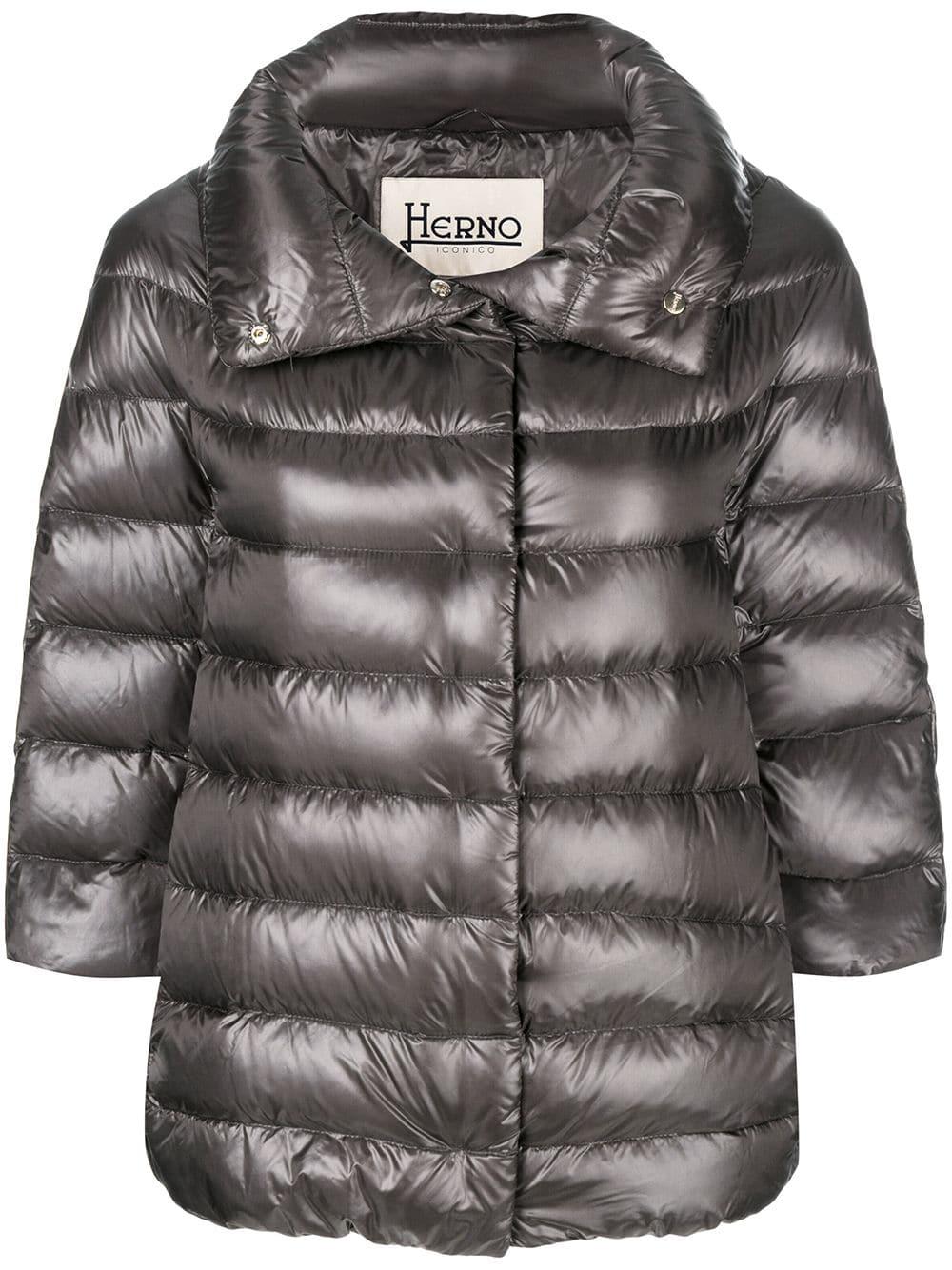 Herno Cotton Feather Down Puffer Jacket in Grey (Gray) - Lyst