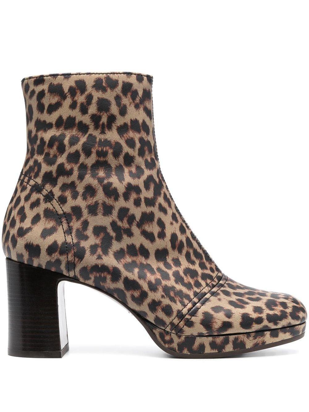 Chie Mihara Leopard-print Boots in Brown | Lyst