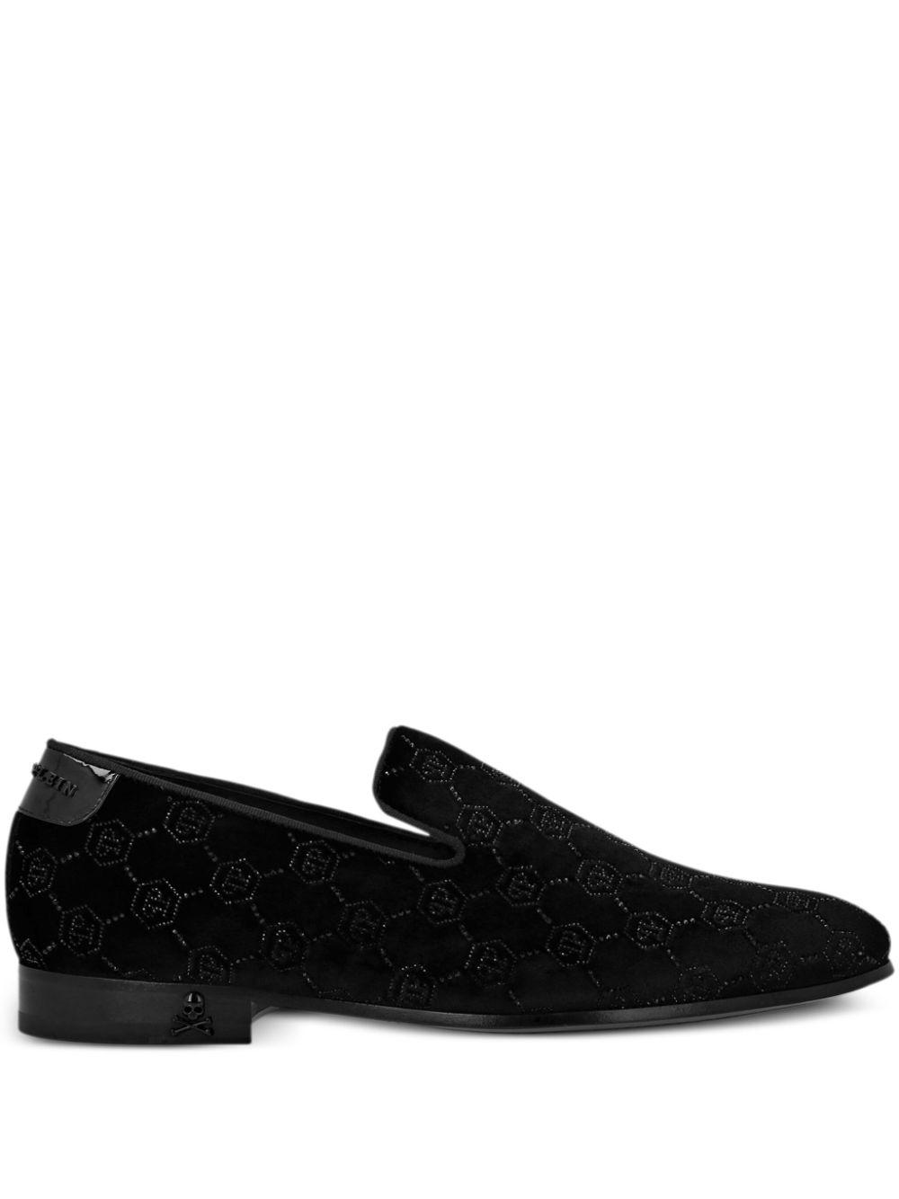 Philipp Plein Monogram Velvet Loafers in Black for Men Lyst UK