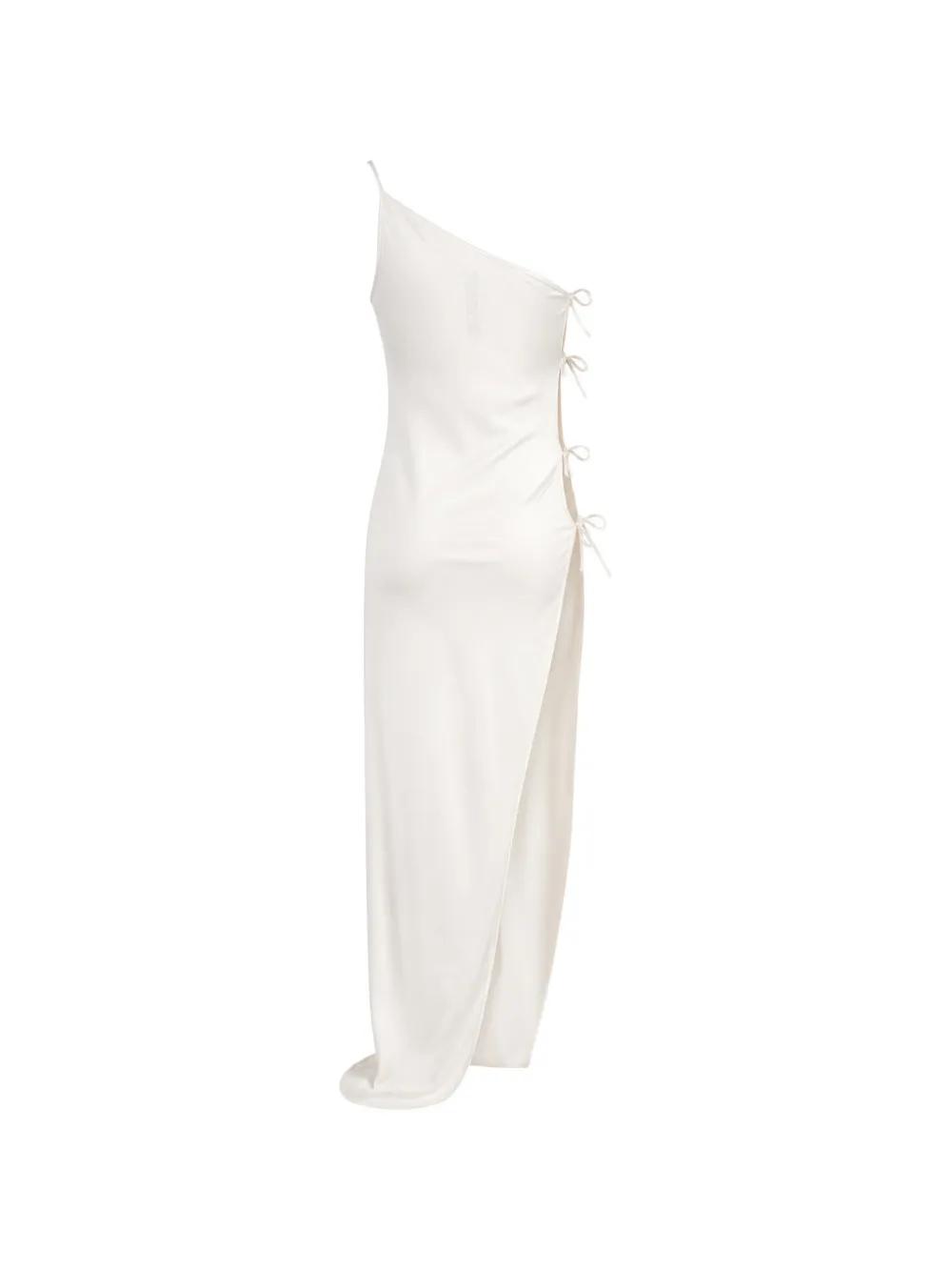 purple asymmetrical dress Asymmetric Scarf-Detail Mini Dress in White - 12 main image 0
