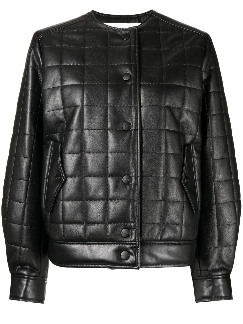 Rodebjer Quilted Leather Bomber Jacket in Black Lyst