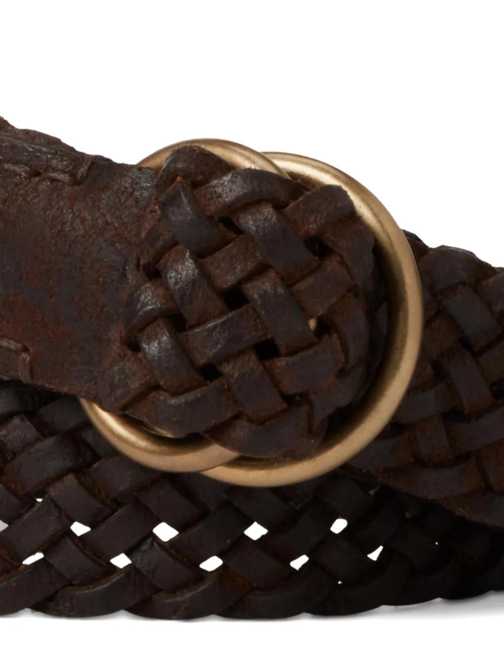Cintura Western Pelle RRL Double RL - Borchie Invecchiata - Taglia 36