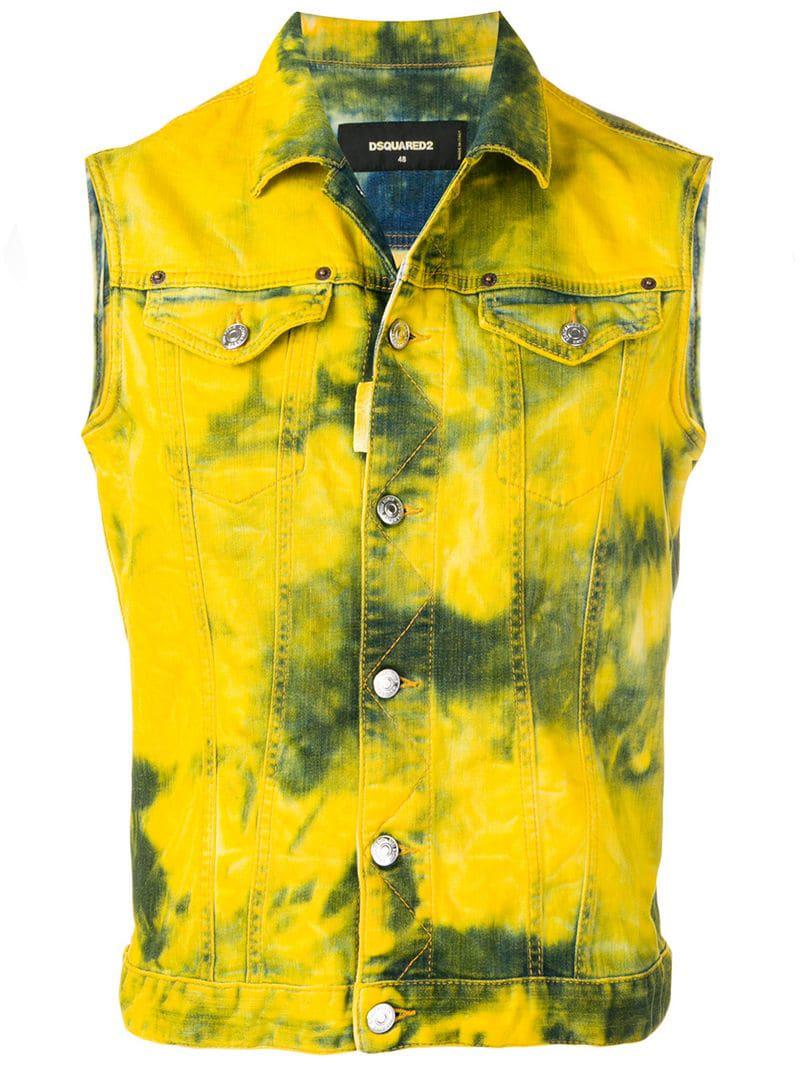 yellow denim vest