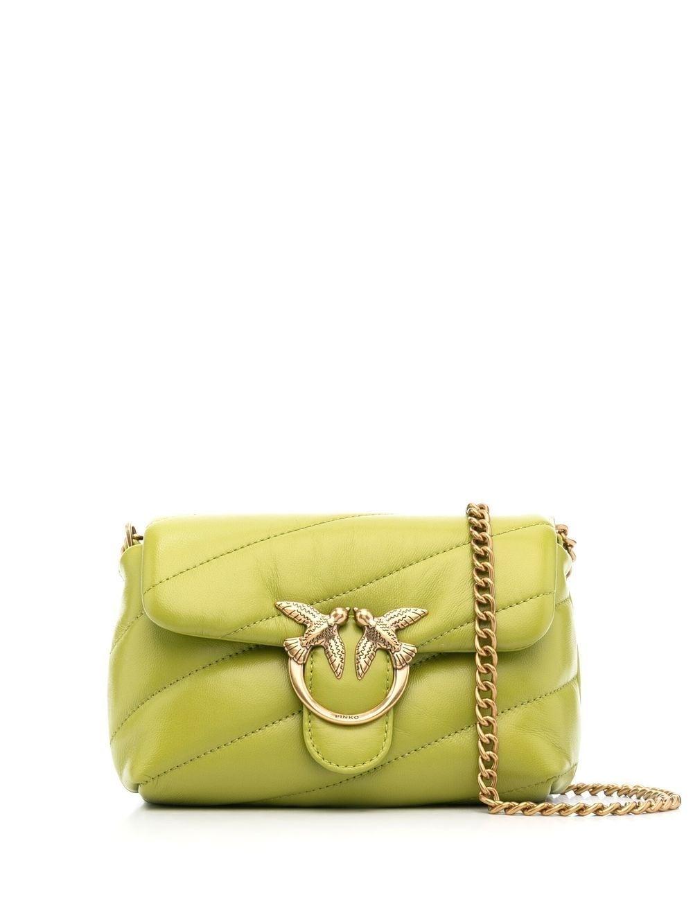 Pinko Leather Diagonalquilted Crossbody Bag in Green Lyst