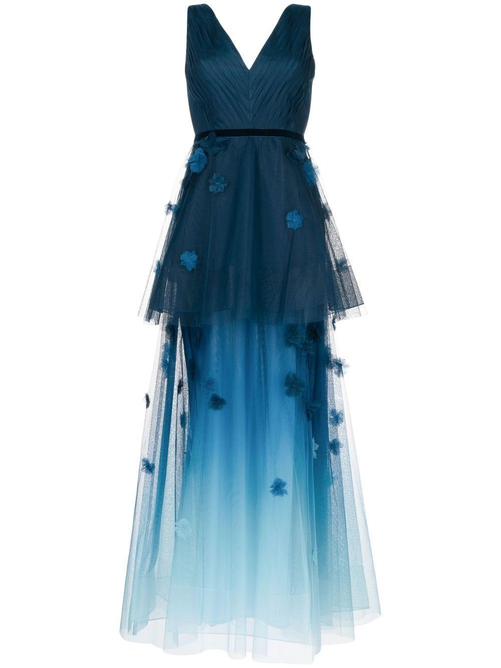 Marchesa notte Floralappliqué Ombréeffect Gown in Blue Lyst