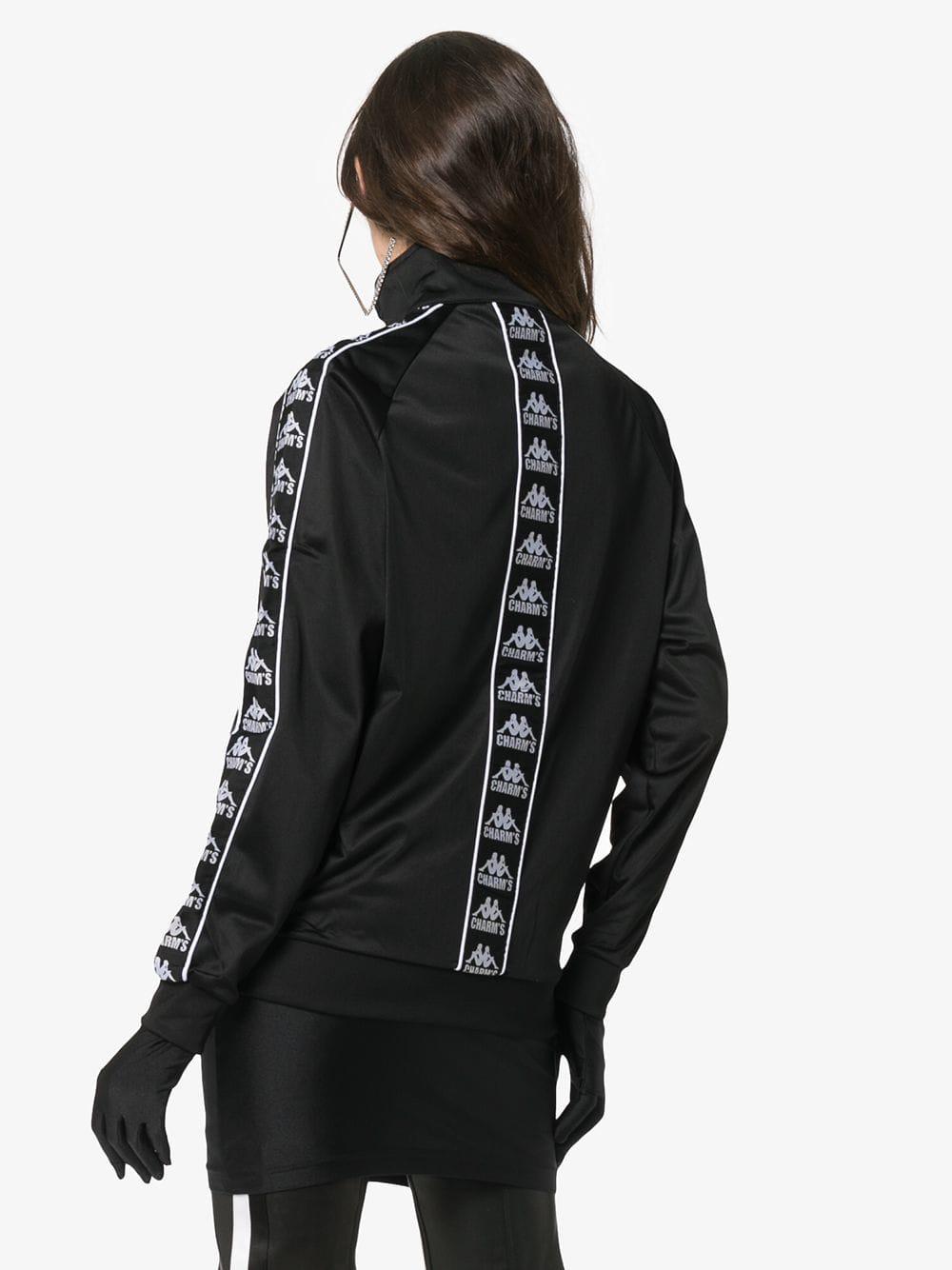 Charm's X Kappa Logo Embellished High Neck Jacket in Black | Lyst